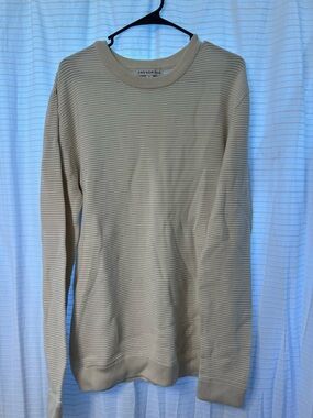 And Now This Mens Cream Ribbed Crew Sweater